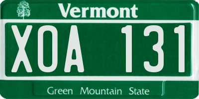 VT license plate XOA131