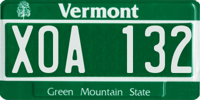 VT license plate XOA132