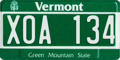 VT license plate XOA134