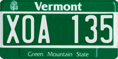VT license plate XOA135