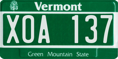 VT license plate XOA137