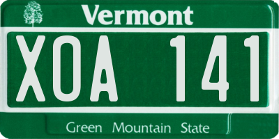 VT license plate XOA141