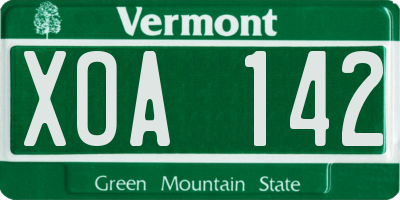VT license plate XOA142