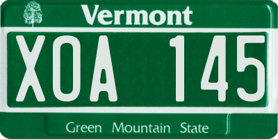VT license plate XOA145
