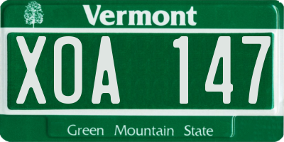 VT license plate XOA147