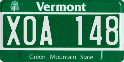 VT license plate XOA148