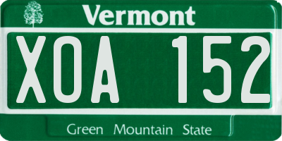 VT license plate XOA152