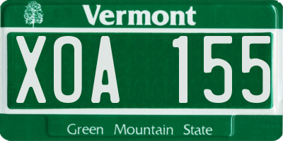 VT license plate XOA155