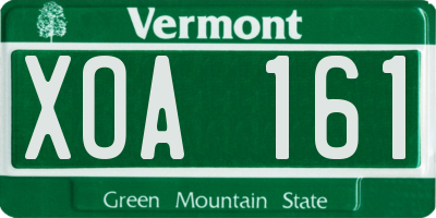 VT license plate XOA161