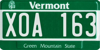 VT license plate XOA163