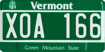 VT license plate XOA166