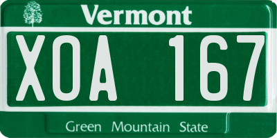 VT license plate XOA167