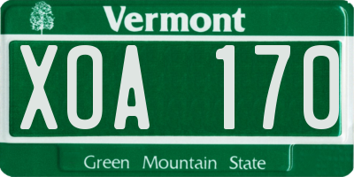 VT license plate XOA170
