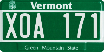 VT license plate XOA171