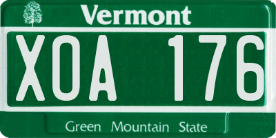 VT license plate XOA176