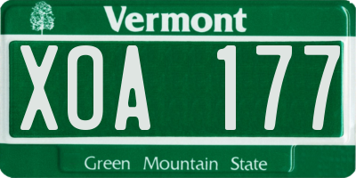 VT license plate XOA177