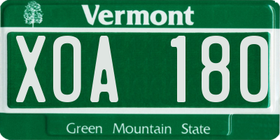 VT license plate XOA180