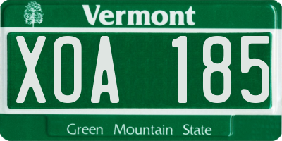 VT license plate XOA185