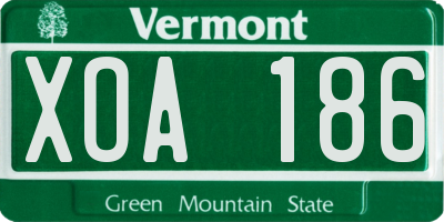 VT license plate XOA186