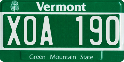 VT license plate XOA190