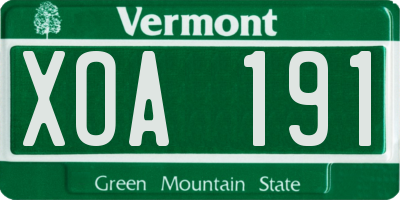 VT license plate XOA191