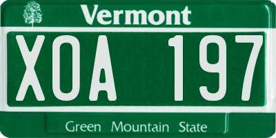 VT license plate XOA197