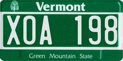 VT license plate XOA198