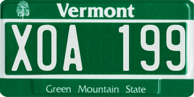 VT license plate XOA199