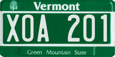 VT license plate XOA201