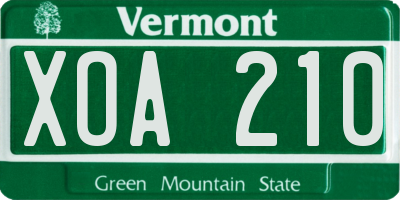 VT license plate XOA210