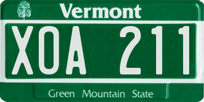 VT license plate XOA211