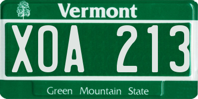 VT license plate XOA213