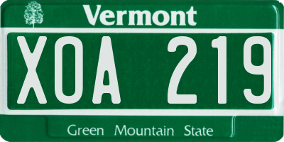 VT license plate XOA219