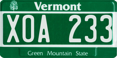 VT license plate XOA233