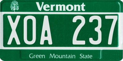VT license plate XOA237