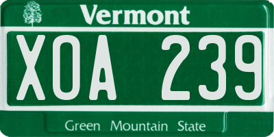 VT license plate XOA239