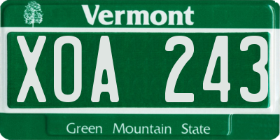 VT license plate XOA243