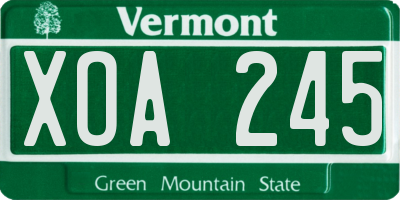 VT license plate XOA245