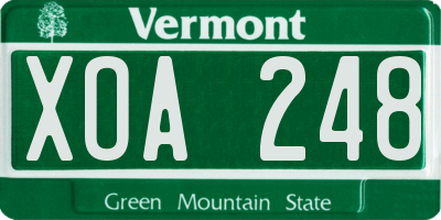 VT license plate XOA248