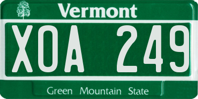 VT license plate XOA249