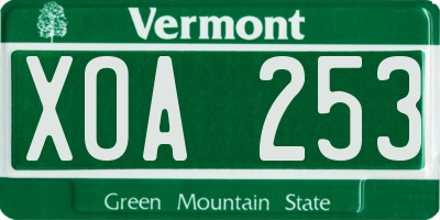VT license plate XOA253