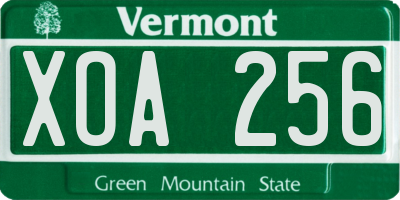 VT license plate XOA256
