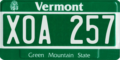 VT license plate XOA257