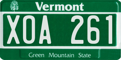 VT license plate XOA261