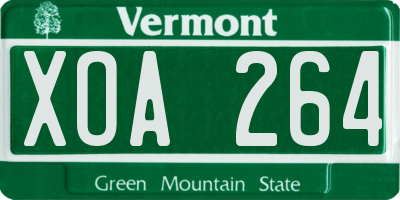VT license plate XOA264