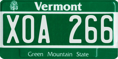 VT license plate XOA266