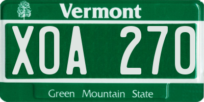 VT license plate XOA270