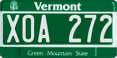 VT license plate XOA272