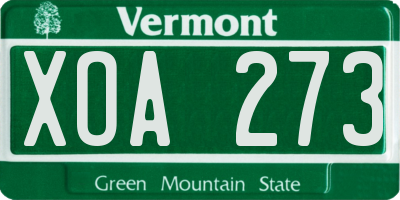 VT license plate XOA273