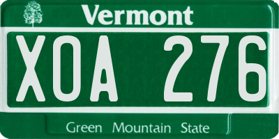 VT license plate XOA276
